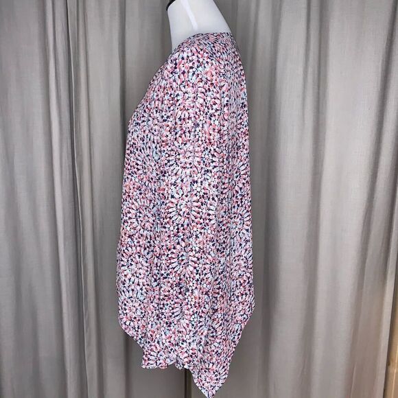 Gloria Lance Asymmetrical Kaleidoscope V-neck Top Sz Medium - Picture 3 of 5